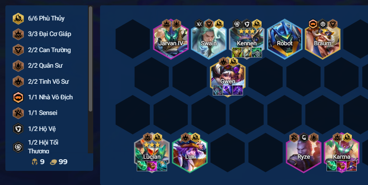 Đội hình Lucian Reroll và tộc hệ kích hoạt