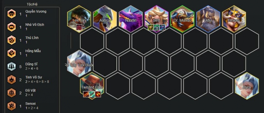 Danh sách tướng và tộc hệ của đội hình Twisted Fate Dũng Sĩ