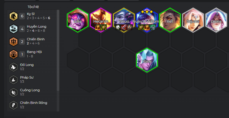 Đội hình Nunu Kỵ Sĩ DTCL Mùa 7.5