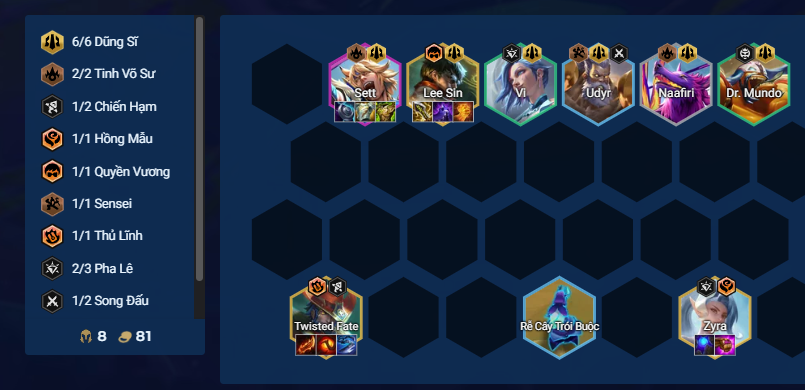 Đội hình Lee Sin Dũng Sĩ hoàn chỉnh cuối game