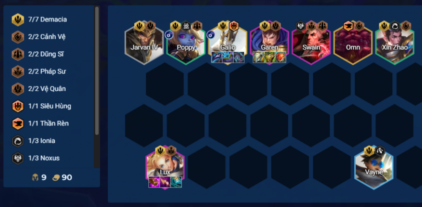 Đội hình Lux Demacia DTCL Mùa 16 Đội hình Lux Demacia với các tướng và vị trí đặt