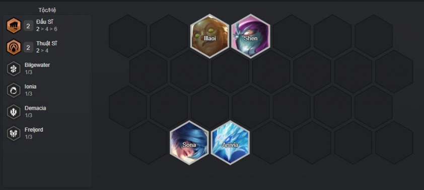 Đầu game đội hình Lissandra Đấu Sĩ Bắt đầu với các tướng Đấu Sĩ và Thuật Sĩ 1 vàng