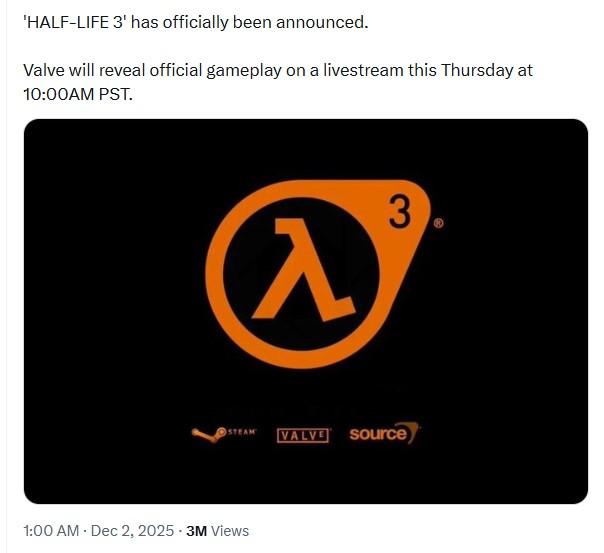 Ngày giờ ra mắt của Half-Life 3 bất ngờ xuất hiện khiến làng game dậy sóng Poster công bố Half-Life 3 với logo Lambda số 3