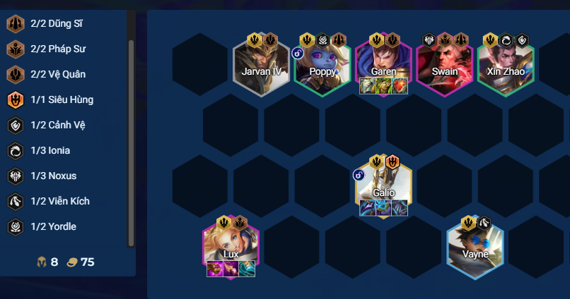 Chiến thuật giữa game đội hình Lux Demacia Lắp ấn tộc và lõi combat giữa trận