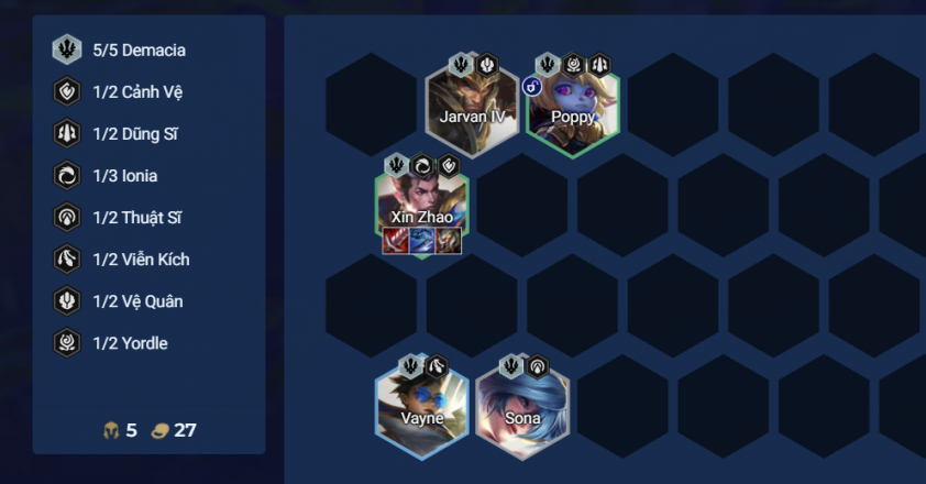 Đầu game đội hình Xin Zhao Demacia Chiến thuật đầu game DTCL Mùa 16