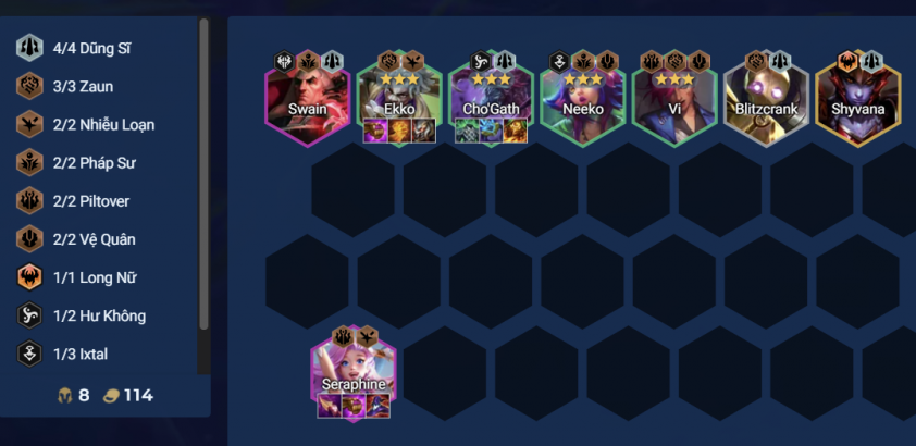 Đội hình Ekko Cho'Gath DTCL Mùa 16 Đội hình Ekko Cho'Gath với các tướng và tộc hệ